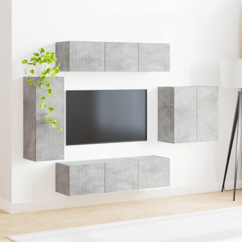 Zestaw szafki pod telewizor na ścianę 6 pcs Betonowy szary