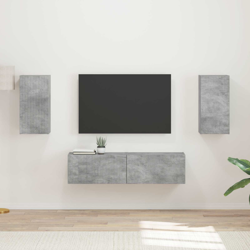 Zestaw szafek RTV 4 pcs Betonowy szary Materiał drewnopochodny