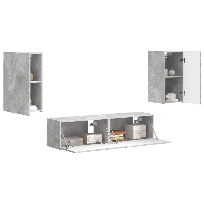 Zestaw szafek RTV 4 pcs Betonowy szary Materiał drewnopochodny
