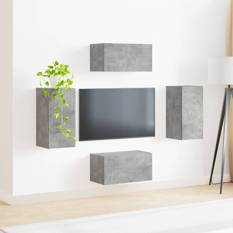 Zestaw szafek RTV 4 pcs Betonowy szary Materiał drewnopochodny
