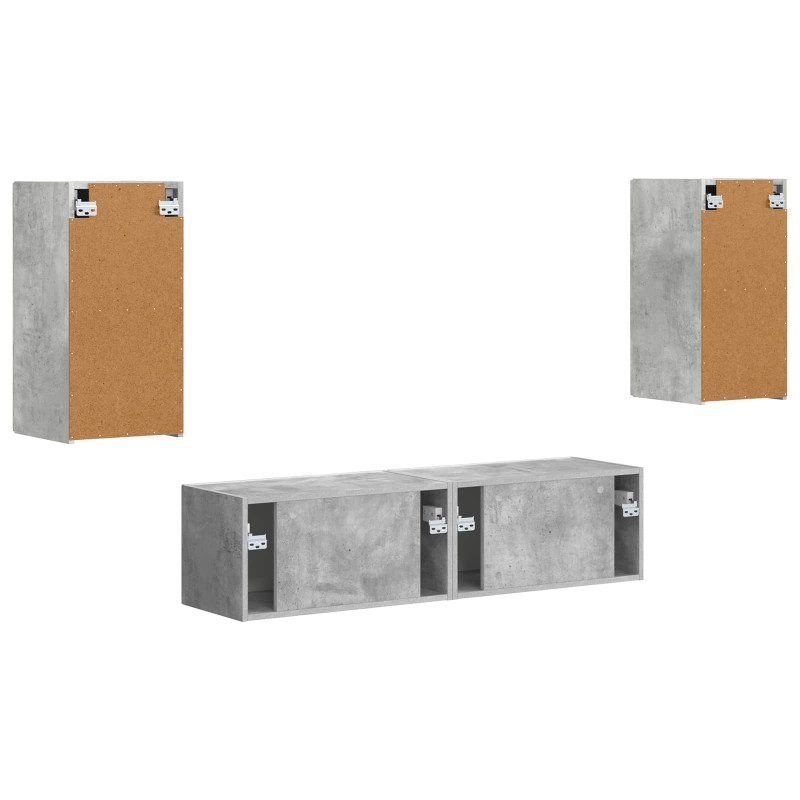 Zestaw szafek RTV 4 pcs Betonowy szary Materiał drewnopochodny