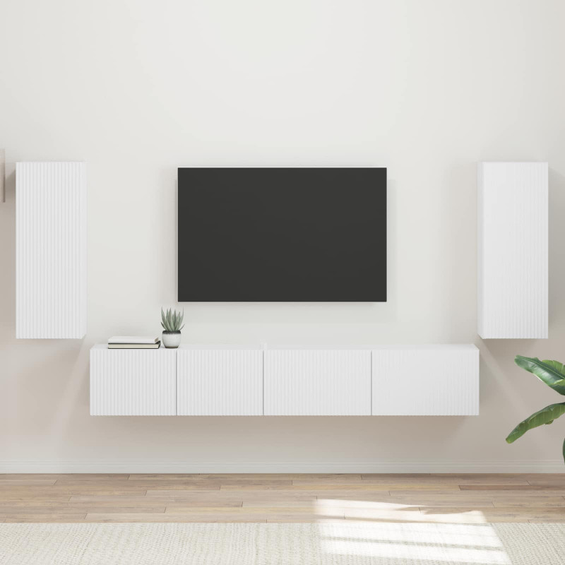 Zestaw szafek RTV 4 pcs Biały Materiał drewnopochodny