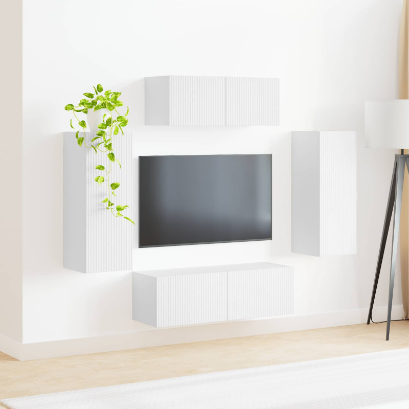 Zestaw szafek RTV 4 pcs Biały Materiał drewnopochodny