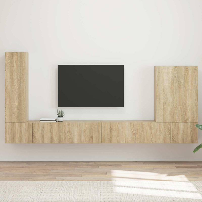 Zestaw szafki pod telewizor na ścianę 6 pcs Dąb Sonoma