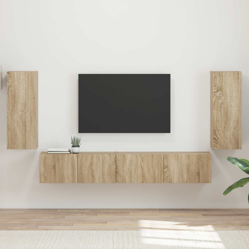 Zestaw szafek RTV 4 pcs Dąb Sonoma Materiał drewnopochodny
