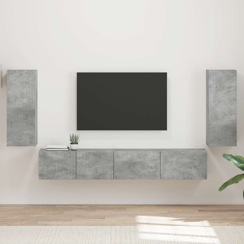 Zestaw szafek RTV 4 pcs Betonowy szary Materiał drewnopochodny