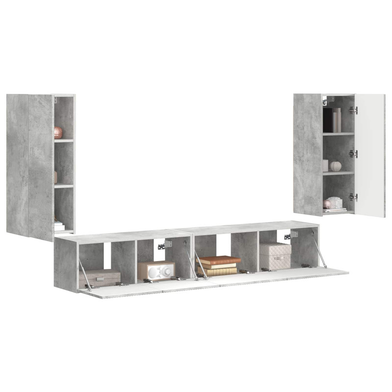 Zestaw szafek RTV 4 pcs Betonowy szary Materiał drewnopochodny