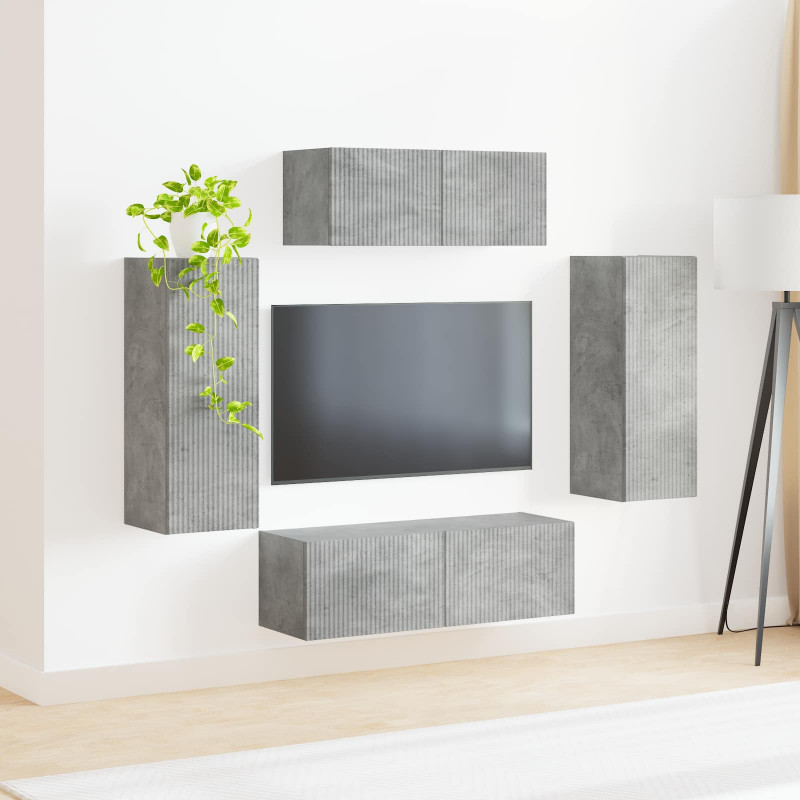Zestaw szafek RTV 4 pcs Betonowy szary Materiał drewnopochodny