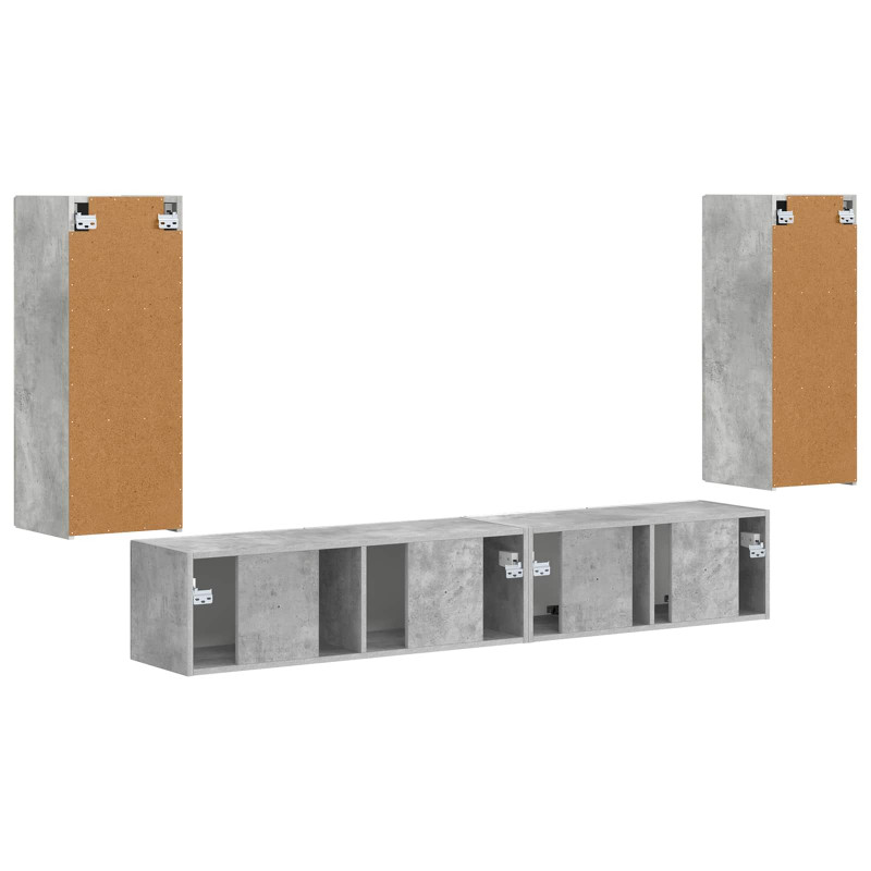 Zestaw szafek RTV 4 pcs Betonowy szary Materiał drewnopochodny