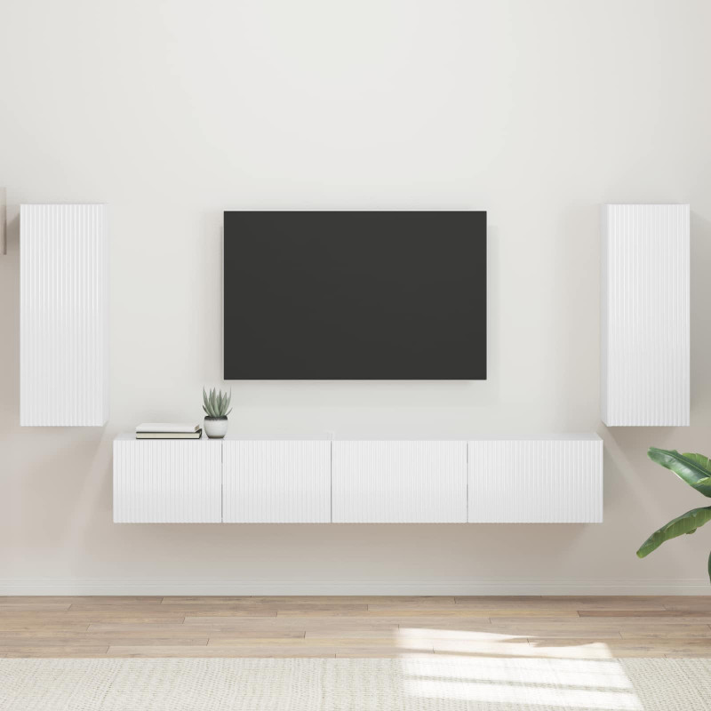 Zestaw szafek RTV 4 pcs Wysoki połysk biały