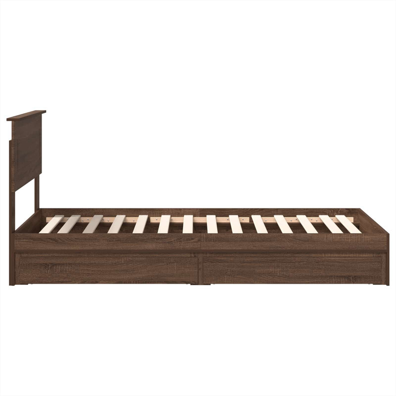 Łóżko z miejscem do przechowywania Brązowy dąb 90 x 190 cm
