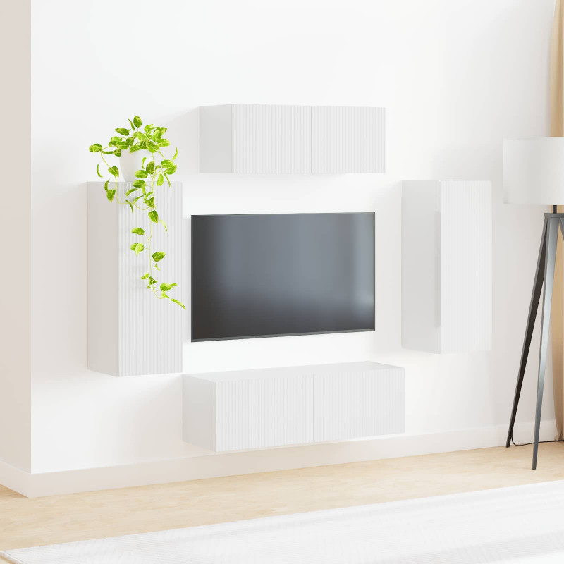Zestaw szafek RTV 4 pcs Wysoki połysk biały