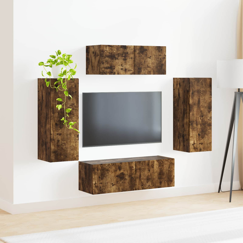 Zestaw szafek RTV 4 pcs Dąb wędzony Materiał drewnopochodny