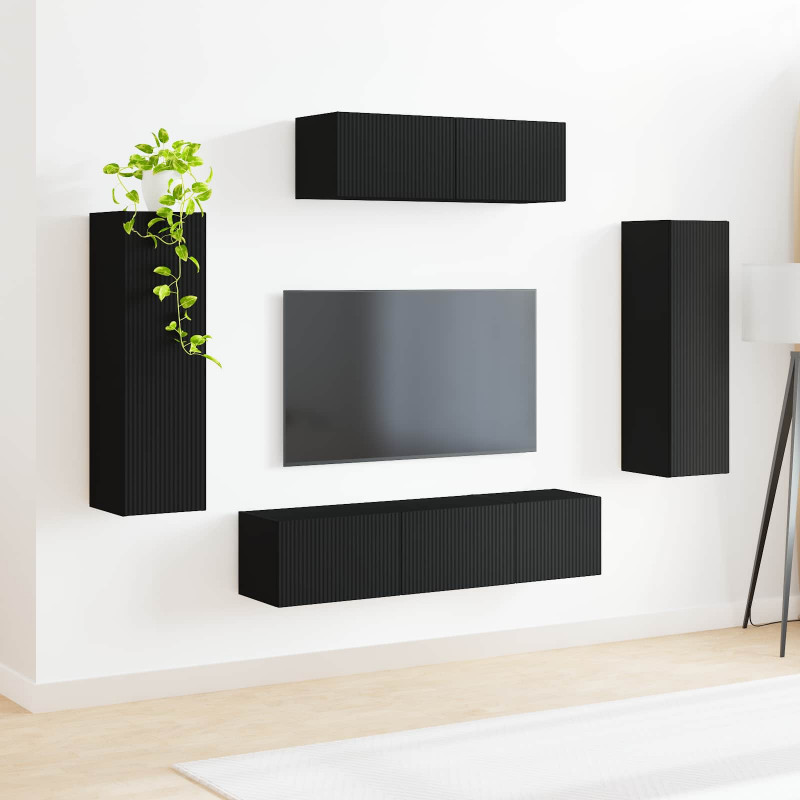 Szafka pod telewizor 5 pcs Czarny