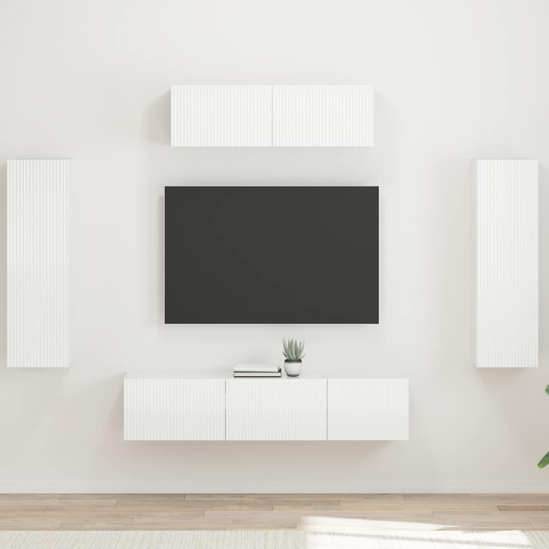 Szafka pod telewizor 5 pcs Wysoki połysk biały