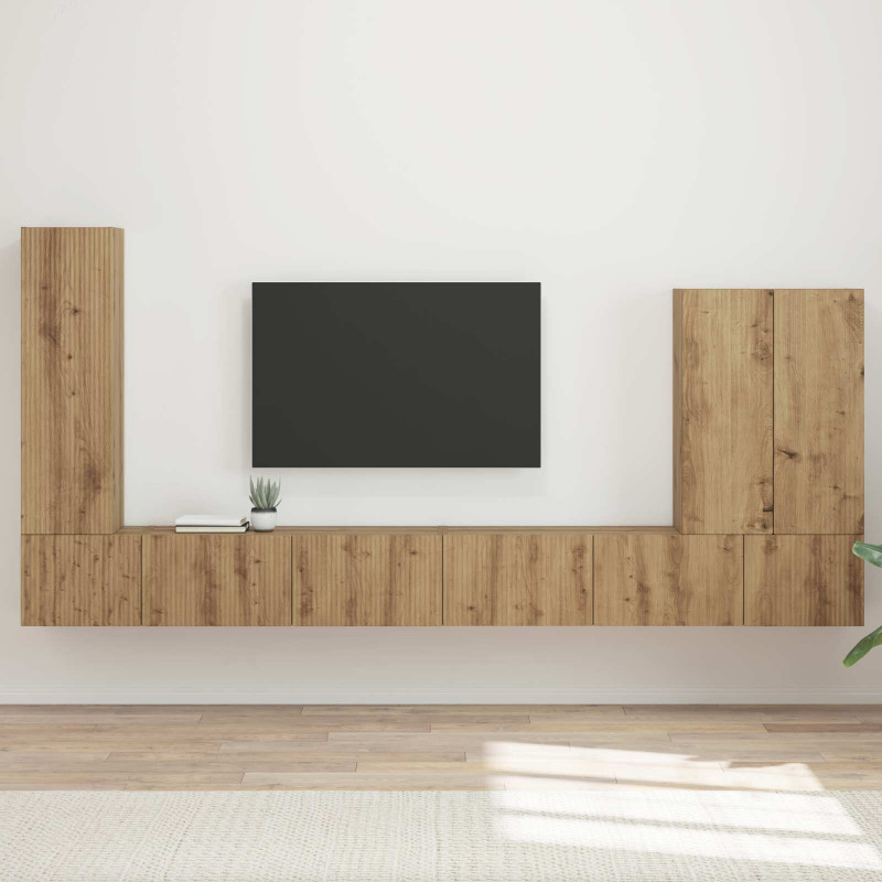 Zestaw szafki pod telewizor na ścianę 6 pcs Dąb rzemieślniczy