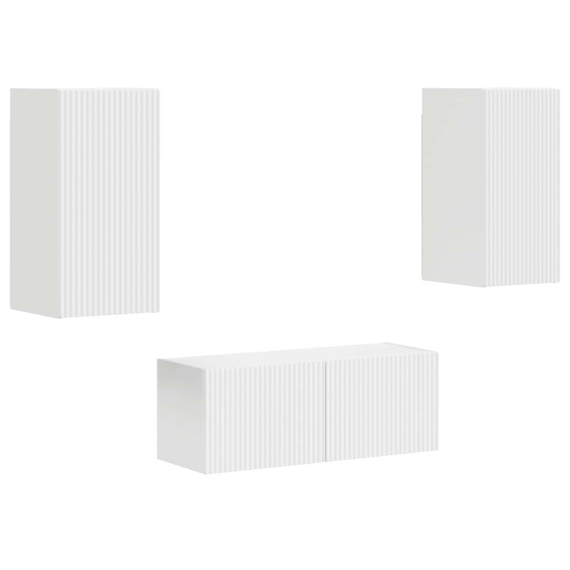 Zestaw szafek RTV 2 pcs Biały Materiał drewnopochodny