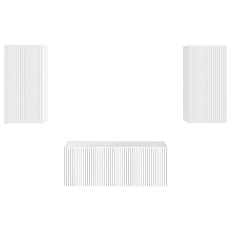 Zestaw szafek RTV 2 pcs Biały Materiał drewnopochodny