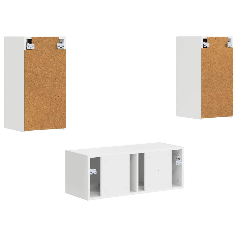 Zestaw szafek RTV 2 pcs Biały Materiał drewnopochodny