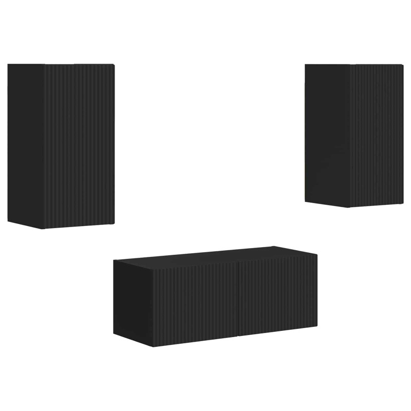 Zestaw szafek RTV 2 pcs Czarny Materiał drewnopochodny