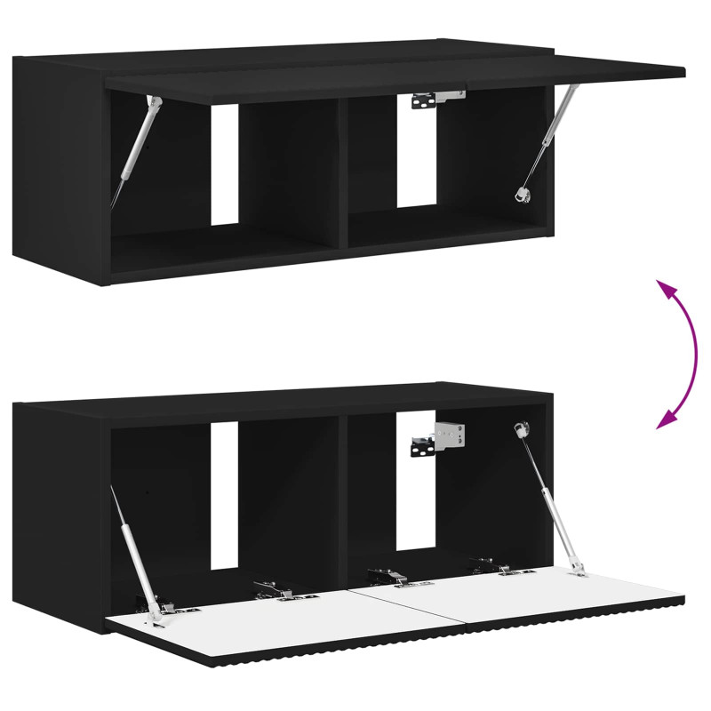 Zestaw szafek RTV 2 pcs Czarny Materiał drewnopochodny