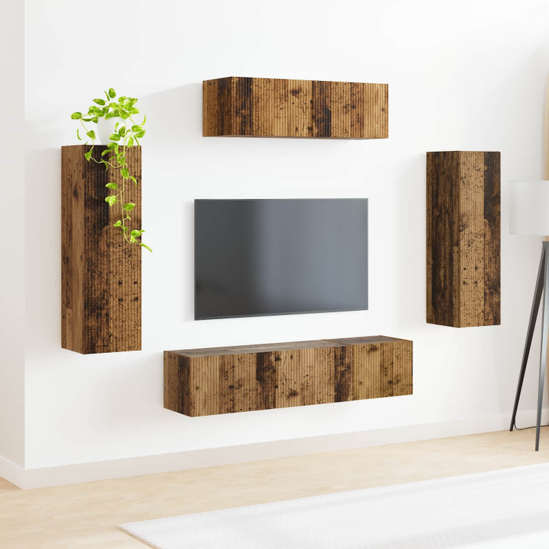 Szafka pod telewizor 5 pcs Stare drewno