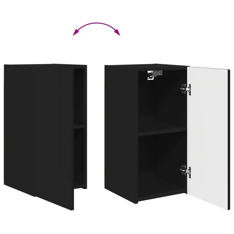 Zestaw szafek RTV 2 pcs Czarny Materiał drewnopochodny