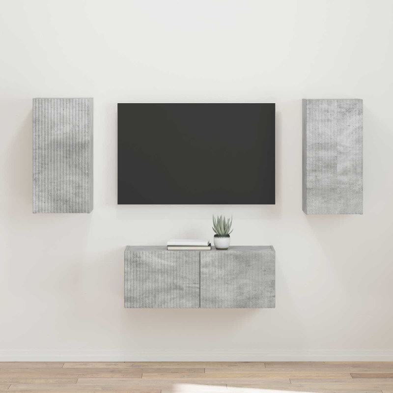 Zestaw szafek RTV 2 pcs Betonowy szary Materiał drewnopochodny