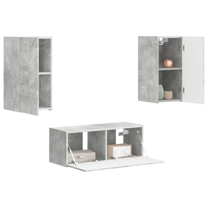 Zestaw szafek RTV 2 pcs Betonowy szary Materiał drewnopochodny