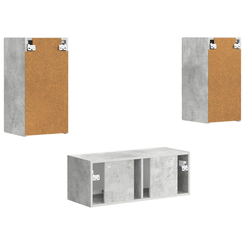 Zestaw szafek RTV 2 pcs Betonowy szary Materiał drewnopochodny
