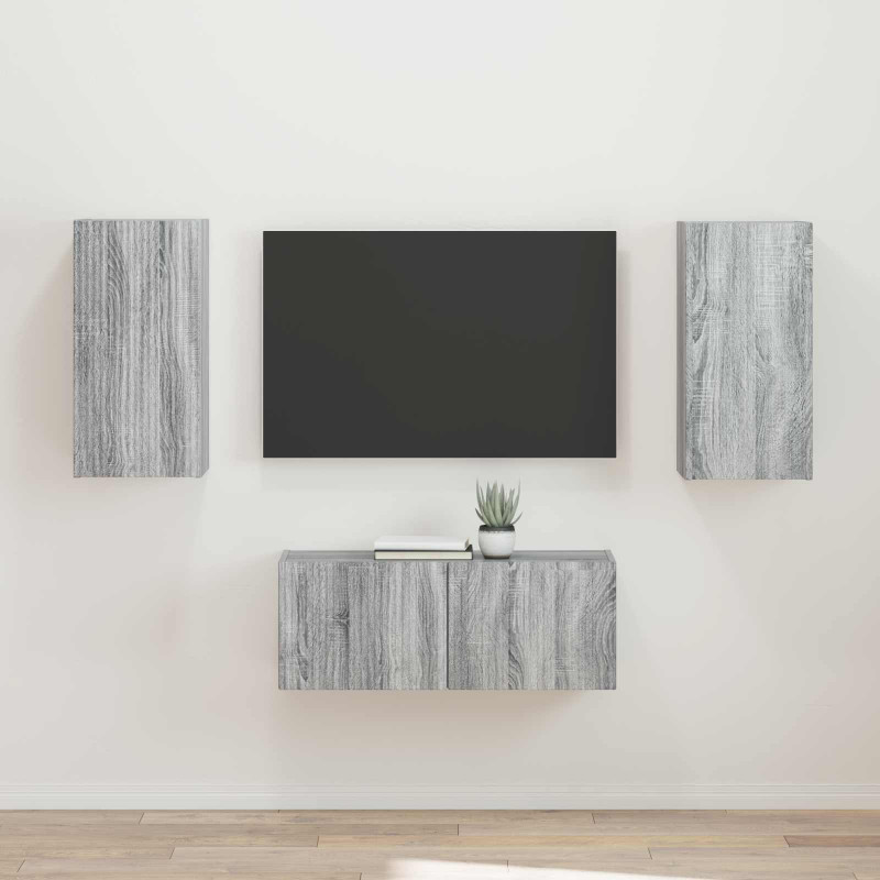 Zestaw szafek RTV 2 pcs Szary Sonoma Materiał drewnopochodny