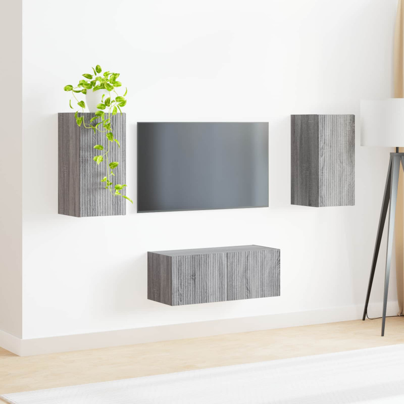 Zestaw szafek RTV 2 pcs Szary Sonoma Materiał drewnopochodny