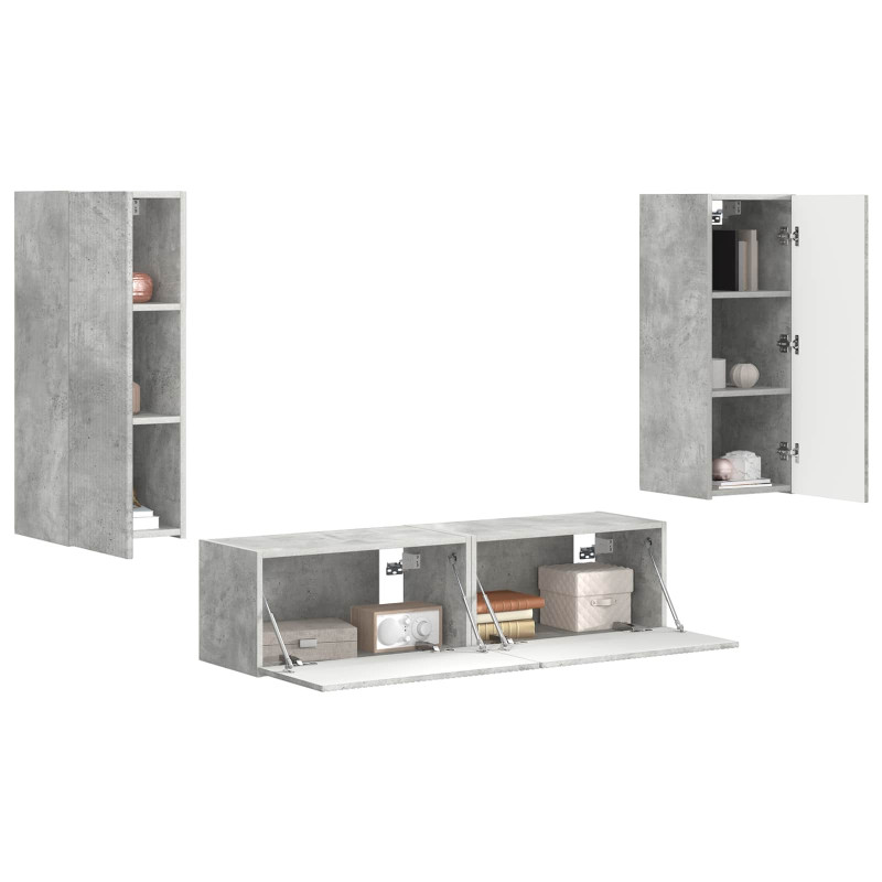 Zestaw szafek RTV 2 pcs Betonowy szary Materiał drewnopochodny