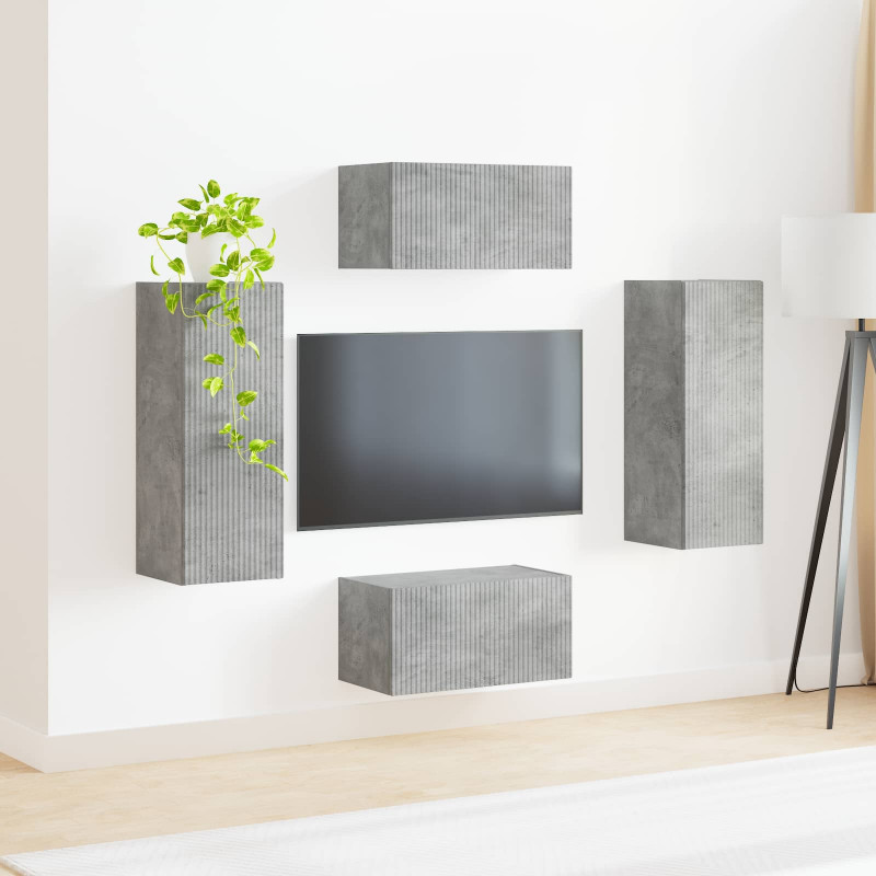 Zestaw szafek RTV 2 pcs Betonowy szary Materiał drewnopochodny