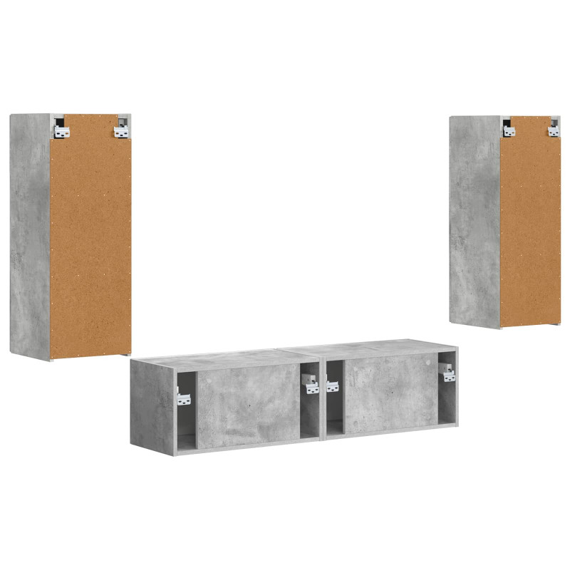 Zestaw szafek RTV 2 pcs Betonowy szary Materiał drewnopochodny