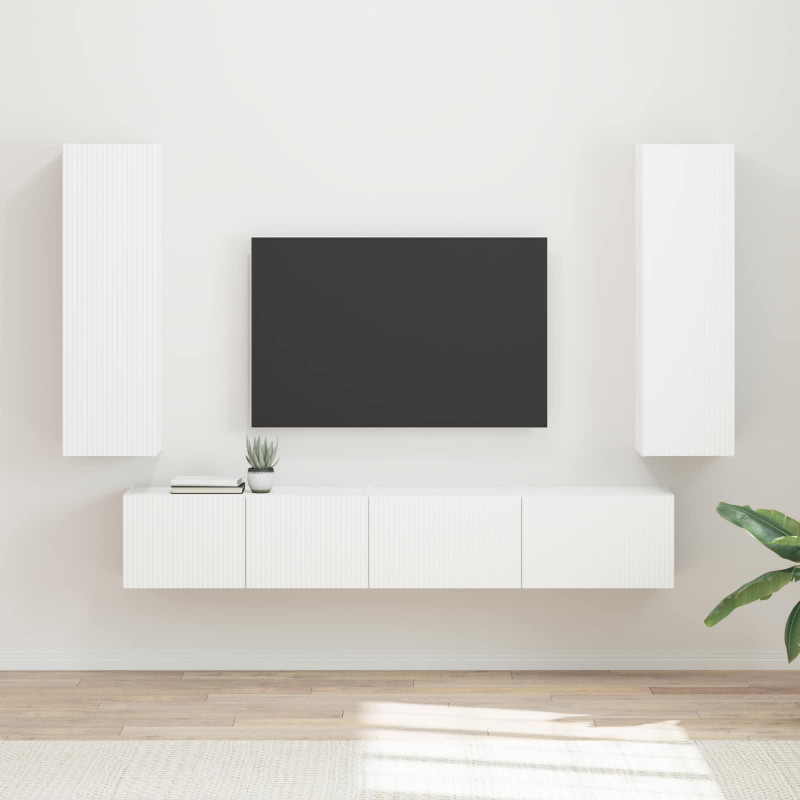 Zestaw szafek RTV 3 pcs Biały Materiał drewnopochodny
