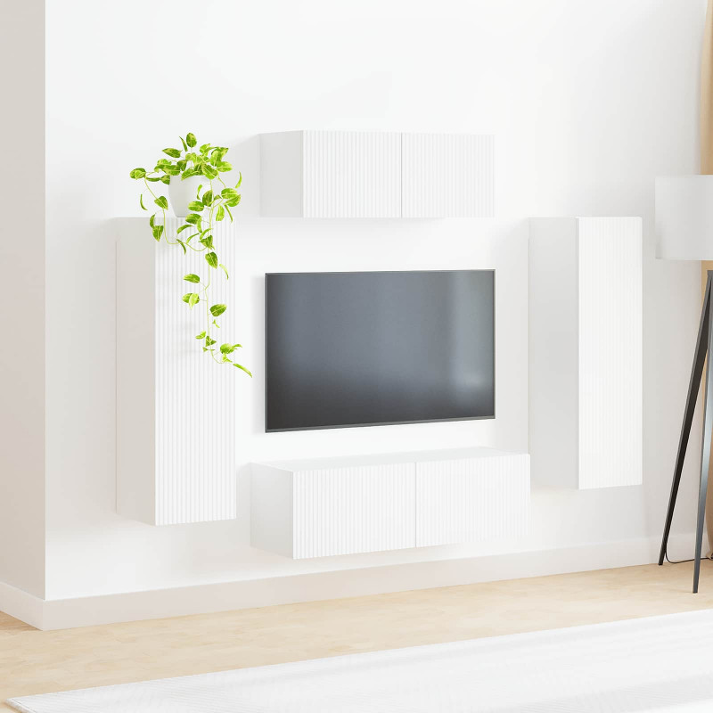 Zestaw szafek RTV 3 pcs Biały Materiał drewnopochodny