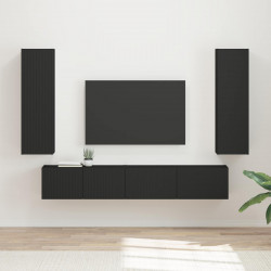 Zestaw szafek RTV 3 pcs Czarny Materiał drewnopochodny