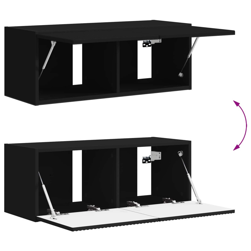 Zestaw szafek RTV 3 pcs Czarny Materiał drewnopochodny