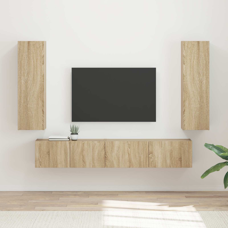 Zestaw szafek RTV 3 pcs Dąb Sonoma Materiał drewnopochodny
