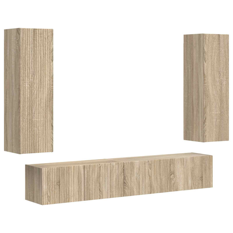 Zestaw szafek RTV 3 pcs Dąb Sonoma Materiał drewnopochodny
