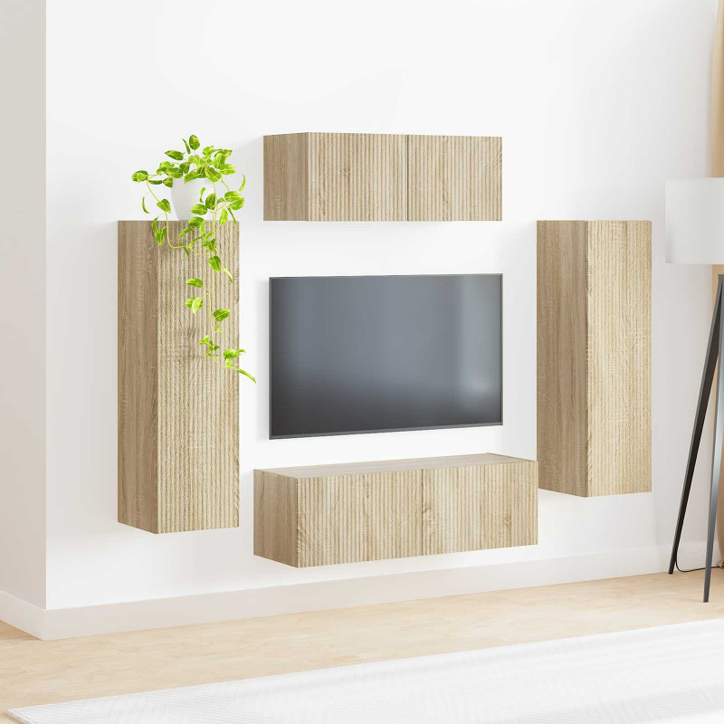 Zestaw szafek RTV 3 pcs Dąb Sonoma Materiał drewnopochodny