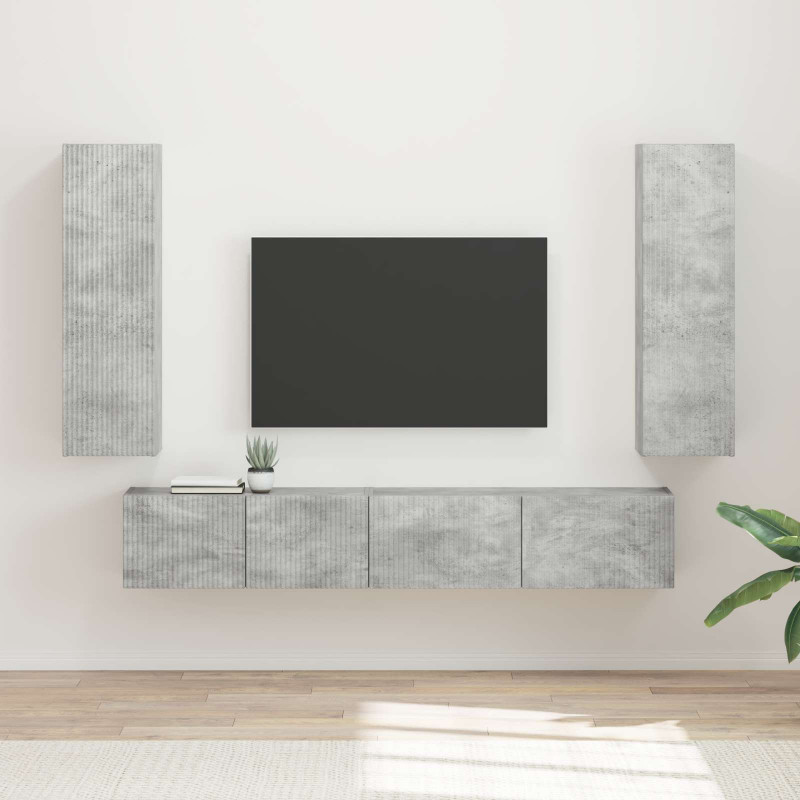 Zestaw szafek RTV 3 pcs Betonowy szary Materiał drewnopochodny