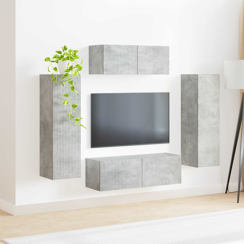 Zestaw szafek RTV 3 pcs Betonowy szary Materiał drewnopochodny