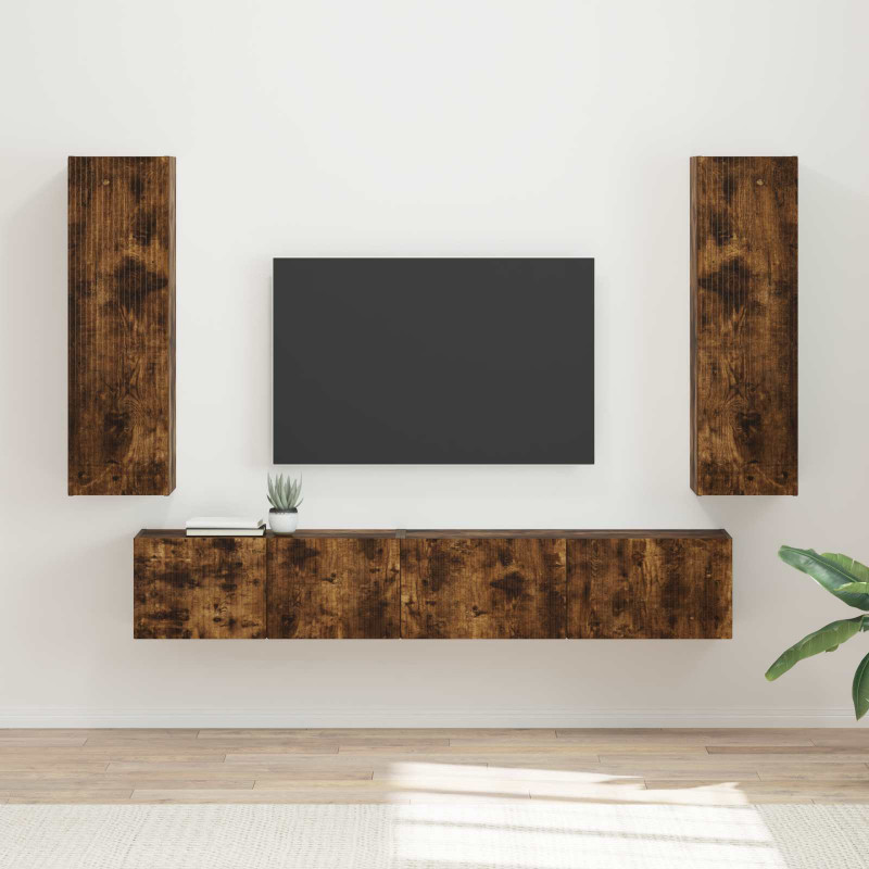 Zestaw szafek RTV 3 pcs Dąb wędzony Materiał drewnopochodny