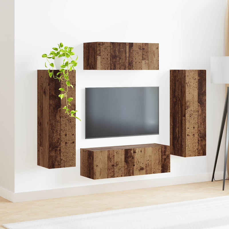 Zestaw szafek RTV 3 pcs Dąb wędzony Materiał drewnopochodny
