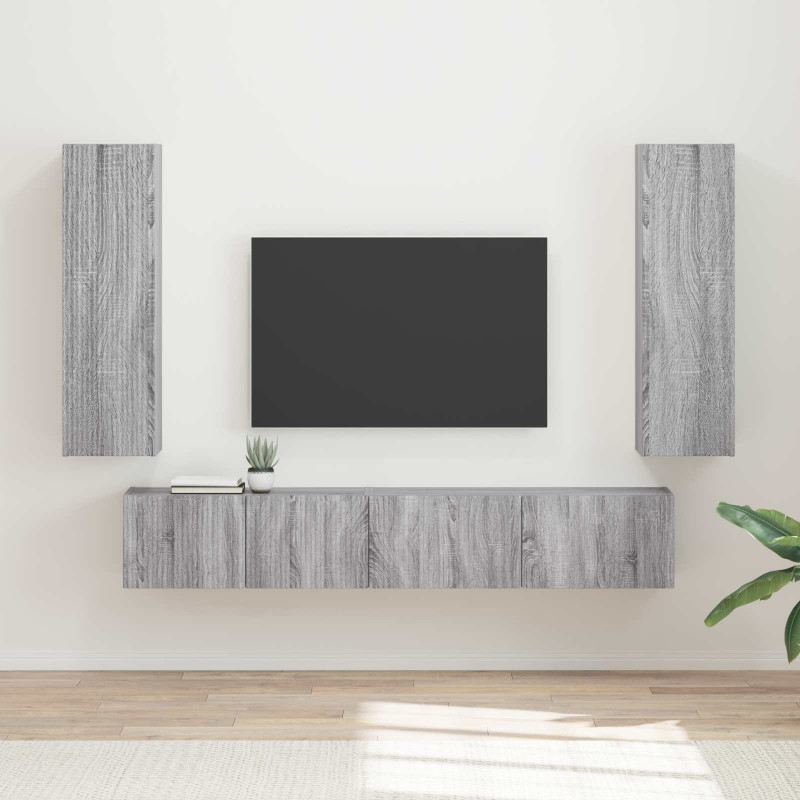 Zestaw szafek RTV 3 pcs Szary Sonoma Materiał drewnopochodny