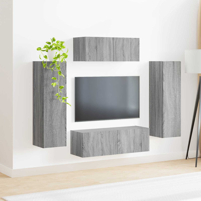 Zestaw szafek RTV 3 pcs Szary Sonoma Materiał drewnopochodny