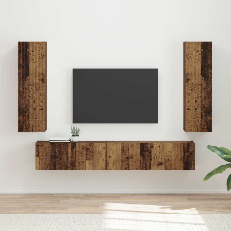 Zestaw szafek RTV 3 pcs Stare drewno Materiał drewnopochodny