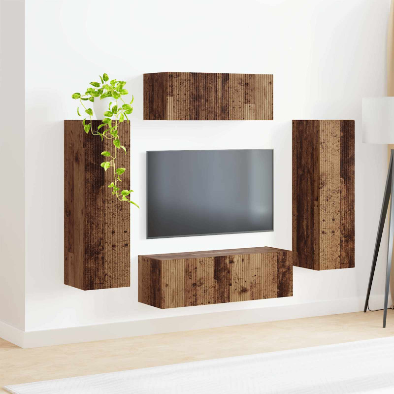 Zestaw szafek RTV 3 pcs Stare drewno Materiał drewnopochodny
